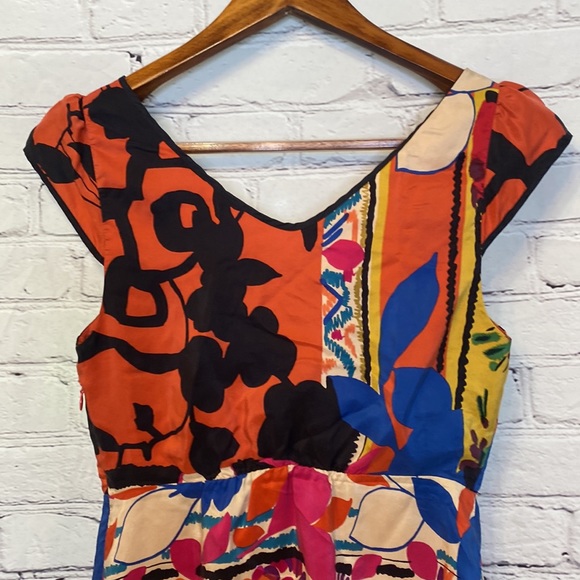 Anthropologie Moulinette Soeurs Orange Yellow 100% Silk Dress Size 2 - Picture 7 of 13